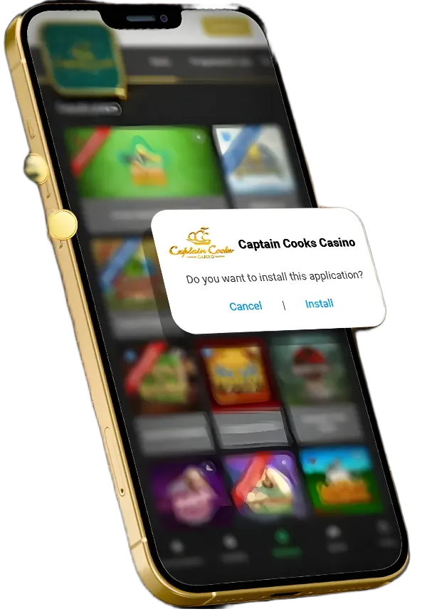 Screenshot der Captain Cooks Casino App-Download-Seite